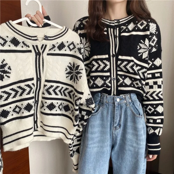 

Autumn/Winter 2020 new retro lazy wind sweater coat women's loose-fitting outer wear cardigan short one-piece hair
