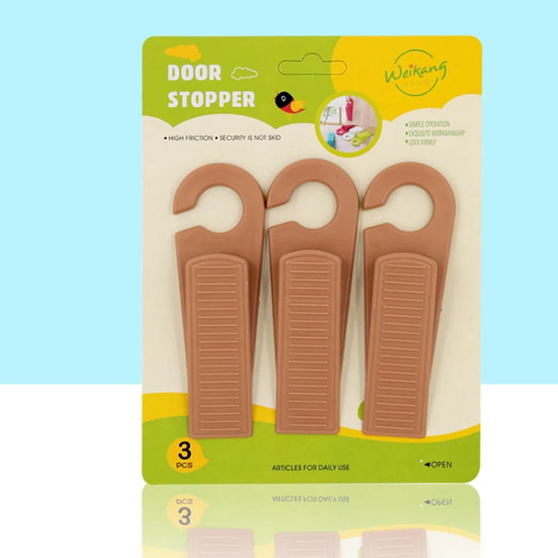 

3pc/Set Door Wedge Shaped Rubber Doors Stopper Doorstops Floor Kids Safety Guard Finger Protect with Hook