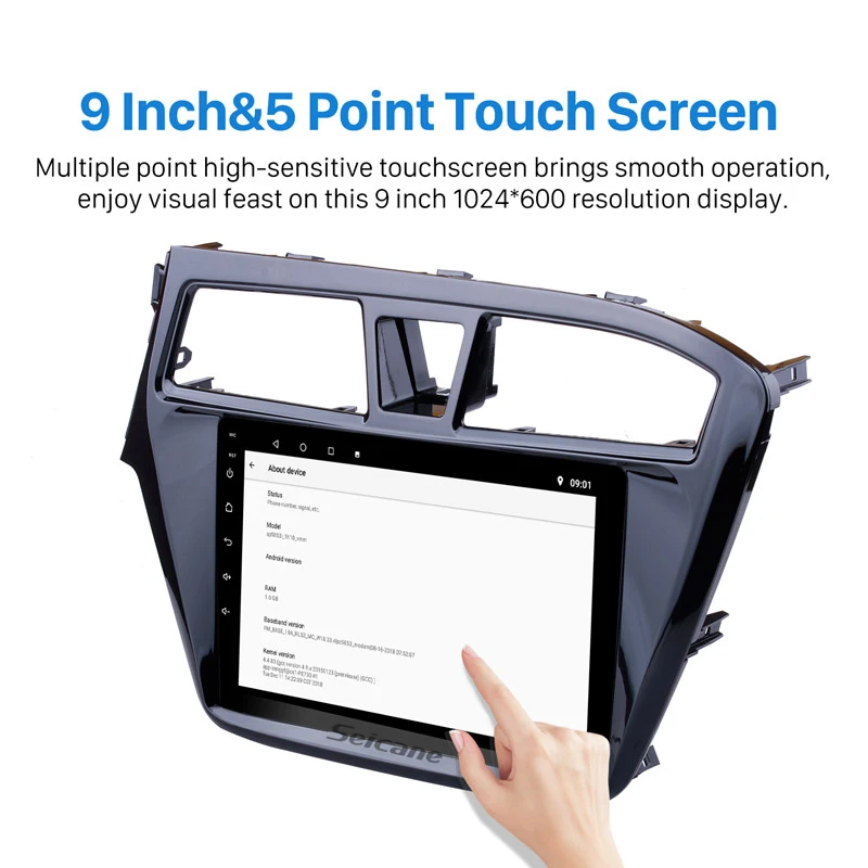 Автомобильный радиоприемник Seicane 9 дюймов Android 10 0 четырехъядерный HD 1024*600