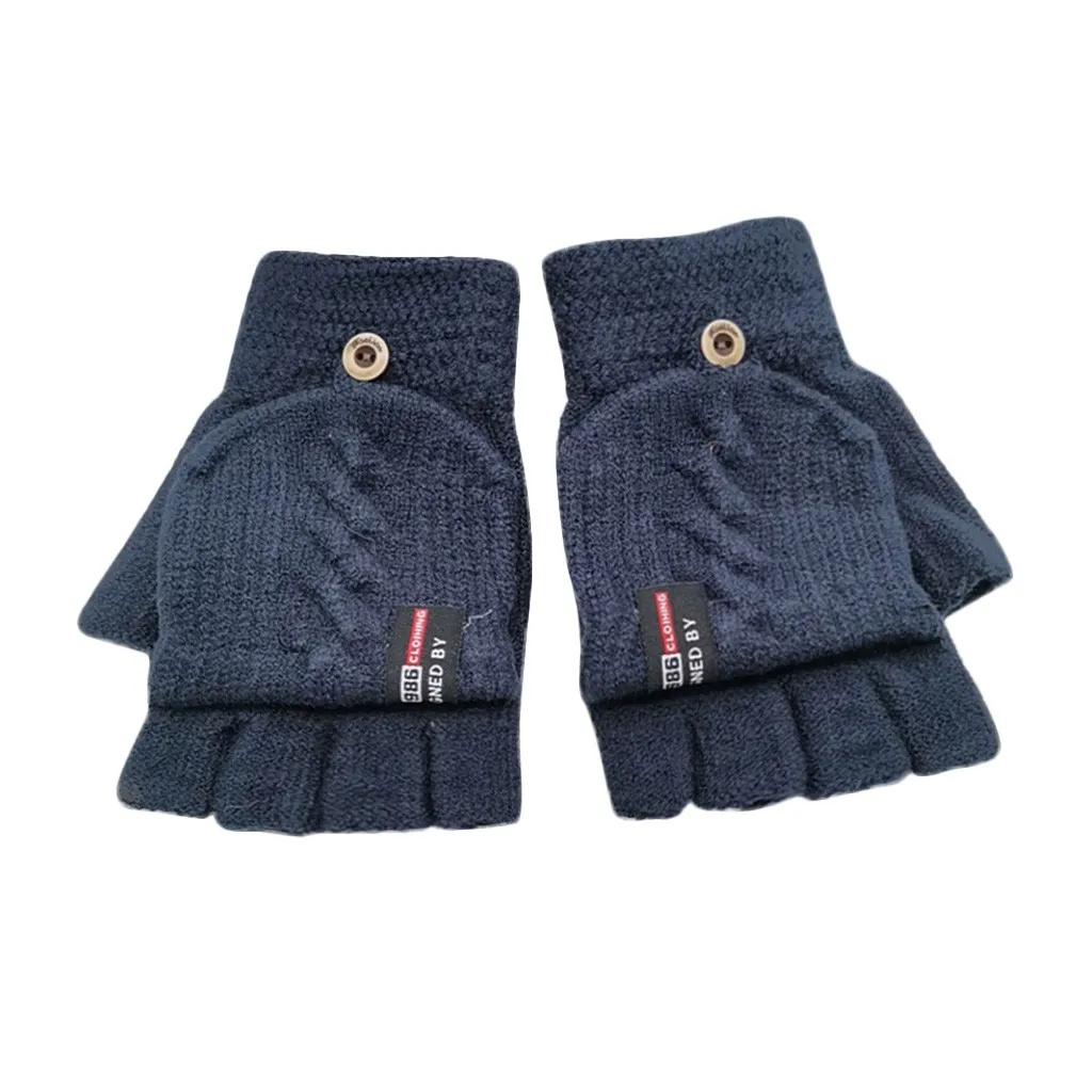 New Design Children Kids Winter Gloves Warm Solid Knitted Convertible Flip Top Fingerless Mittens Unisex Christmas Gift | Детская одежда