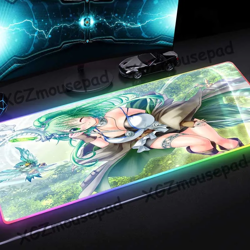 Большой коврик для мыши XGZ с RGB подсветкой черный нежный Аниме Коврик изящными