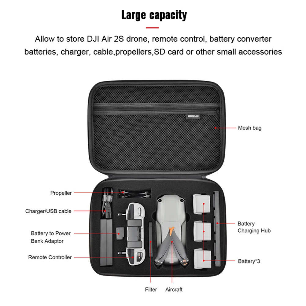 

Portable With Handle Box Drone Accessories Wear Resistant Protective Waterproof Nylon Travel Carrying Case For DJI Mavic Air 2S