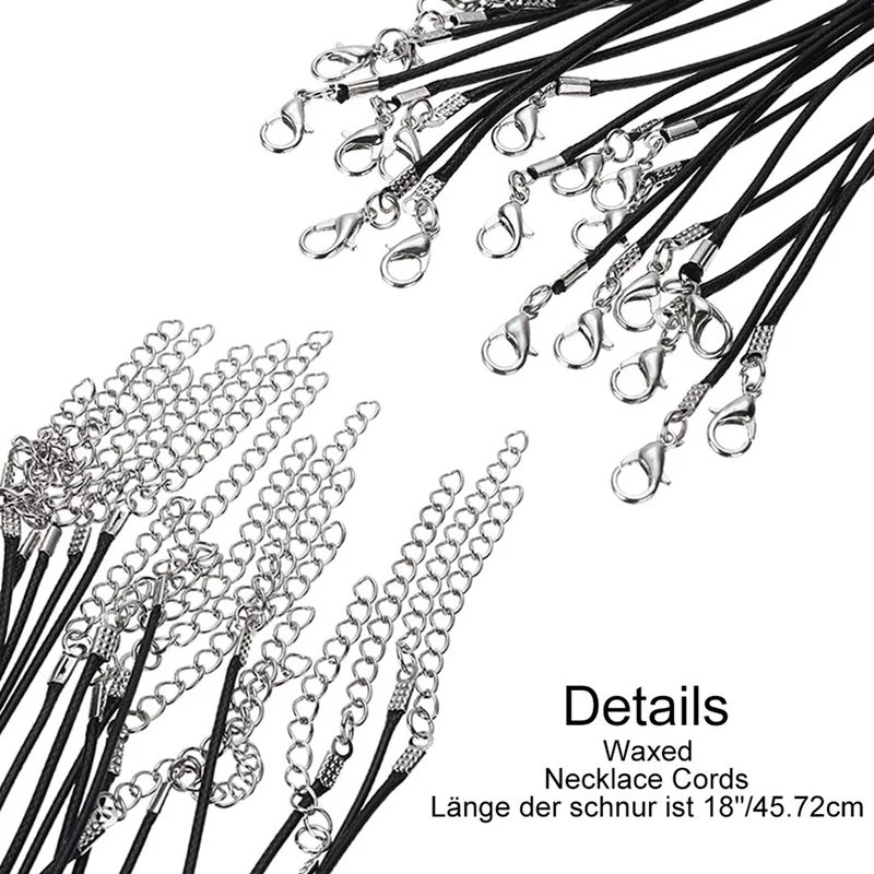 

20 Pcs Black Wax Line String Chain Cord for Necklace with Clasp (Black) & 1SET 26 English Letters Epoxy Mold