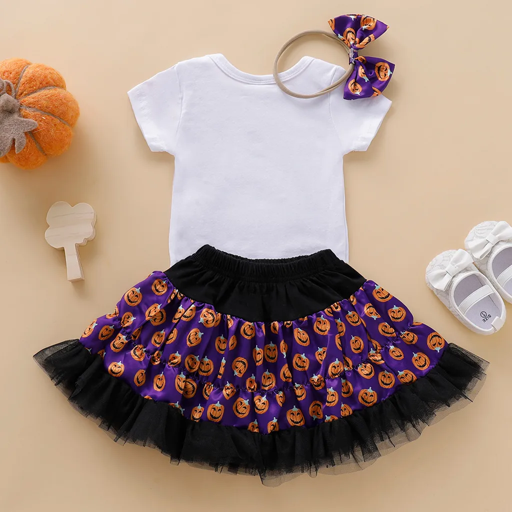 Детская одежда для маленьких девочек костюм тыквы с надписью My First halloen +