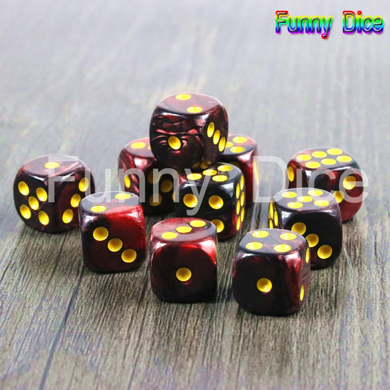 05 Red black Забавные мини-кубики 10 шт./компл. 12 мм D6 азартные игры Стандартный в горошек аксессуары для азартных игр, настольная игра - Цвет: 05 Red black