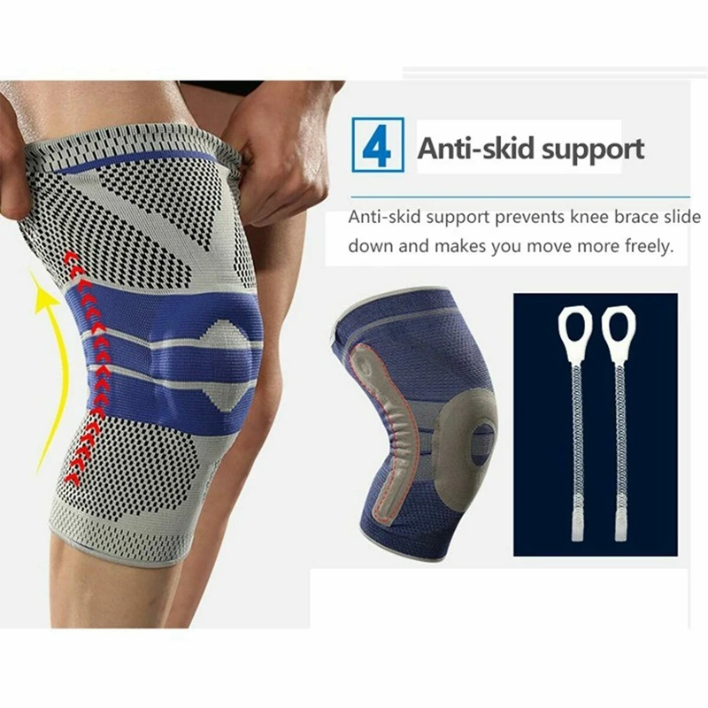 

1Pair Spring Knee Pads Cap Brace Patella Compression Sleeve Gym Sports Protector L