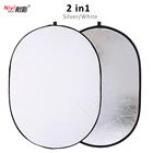 60x90 60*90 см Многофункциональный складной портативный светоотражатель отражатель для овальной фотографии 2в1 белый и серебристый