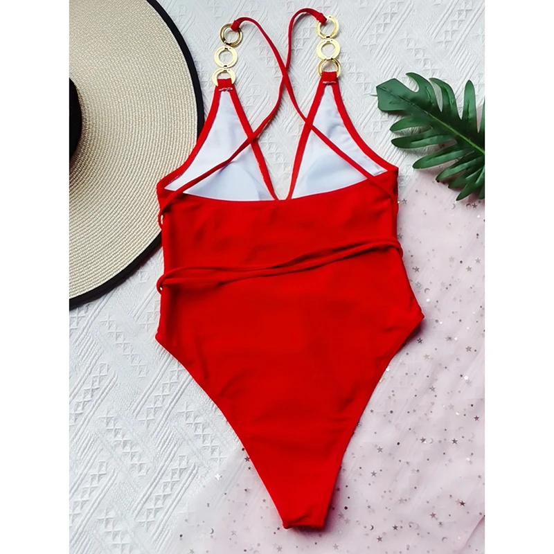 

2021 Soild Swimwear Women Sexy One Piece Swimsuit Criss Cross Back Brazilian Monokini Bodysuit New Beachwear Summer Bathing Suit