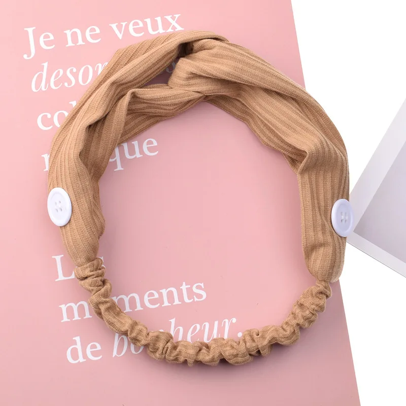 

1PCS Button Solid Color Hair Holder Hairbands Fleece Bow Animal Ears Headband For Women Girls Turban Fashion Hair Accessories