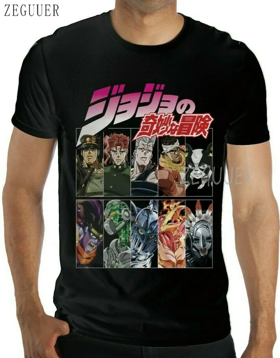 

JoJo's Bizarre Adventure Stardust Crusaders Jotaro Team With Stands Gothic Hip Hop T-shirt Harajuku Streetwear Men Funny T Shirt