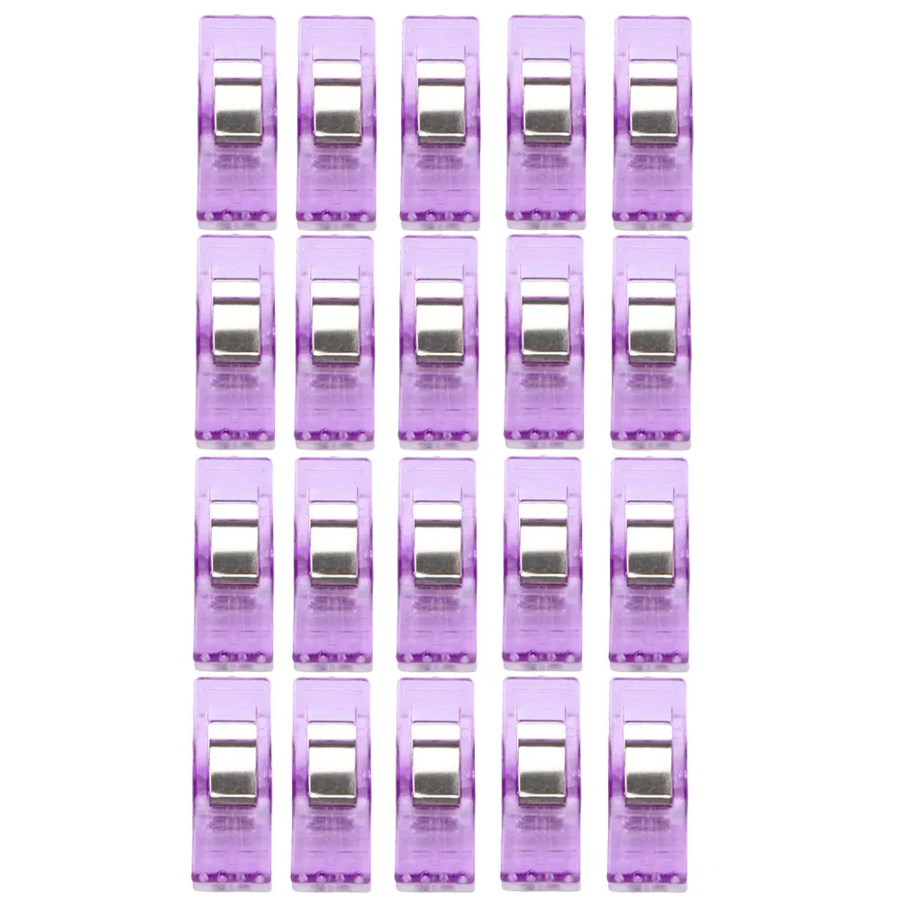 Purple 20 шт Пластиковые зажимы для шитья, рукоделие, одеяло, переплет, пластиковые зажимы, окантовка шитье, инструменты, швейные принадлежности пошив, поделки своими руками - Цвет: Purple