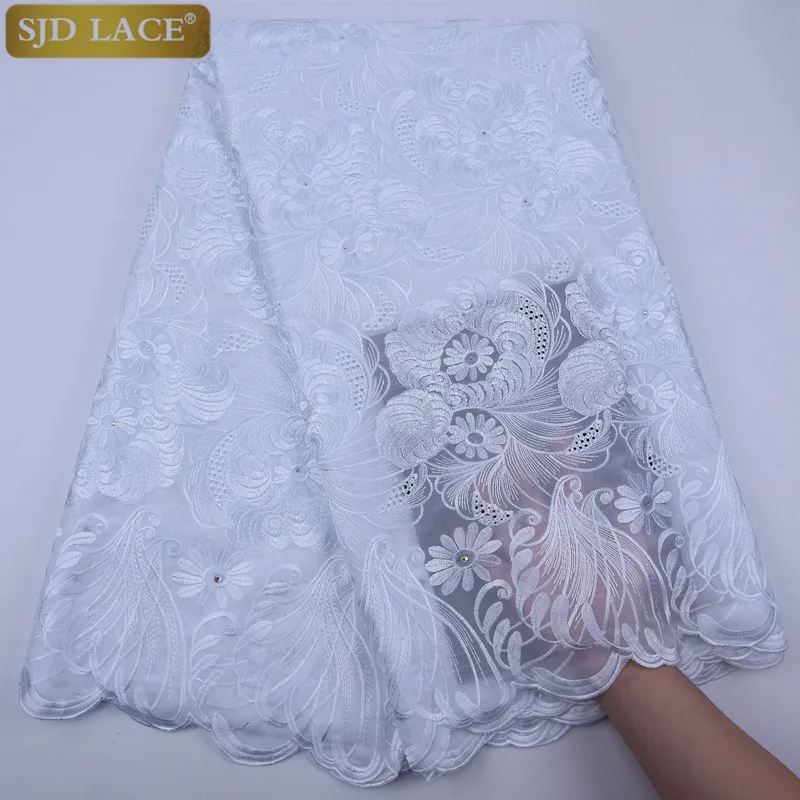 

SJD LACE African Dry Lace Fabric Embroiderey Swiss Voile Lace In Switzerland Nigerian Cotton Lace Fabric For Wedding Dress 1787B