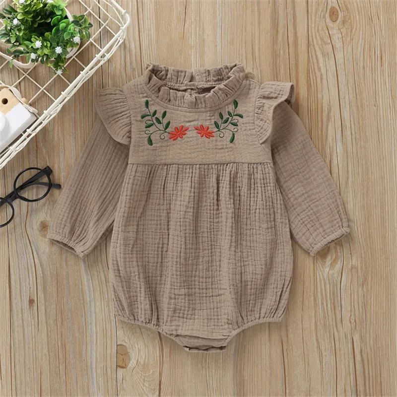 

Newborn Toddler Infant Baby Girl Clothes Emmababy 0-24M Ruffled Long Sleeve Romper Floral Soft Jumpsuit Spring Outfit