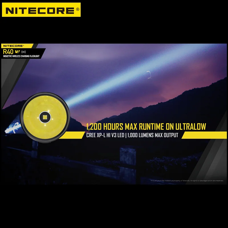 Цена Светодиодный перезаряжаемый фонарик NITECORE R40V2, 1200 лм, с аккумулятором 21700, 5000 мАч