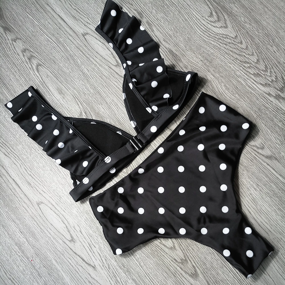 2020 Sexy High Waist Bikini Women Swimwear Push Up Swimsuit Ruffle Bathing Suit Polka Dot Biquinis Summer Beach Wear Female | Женская