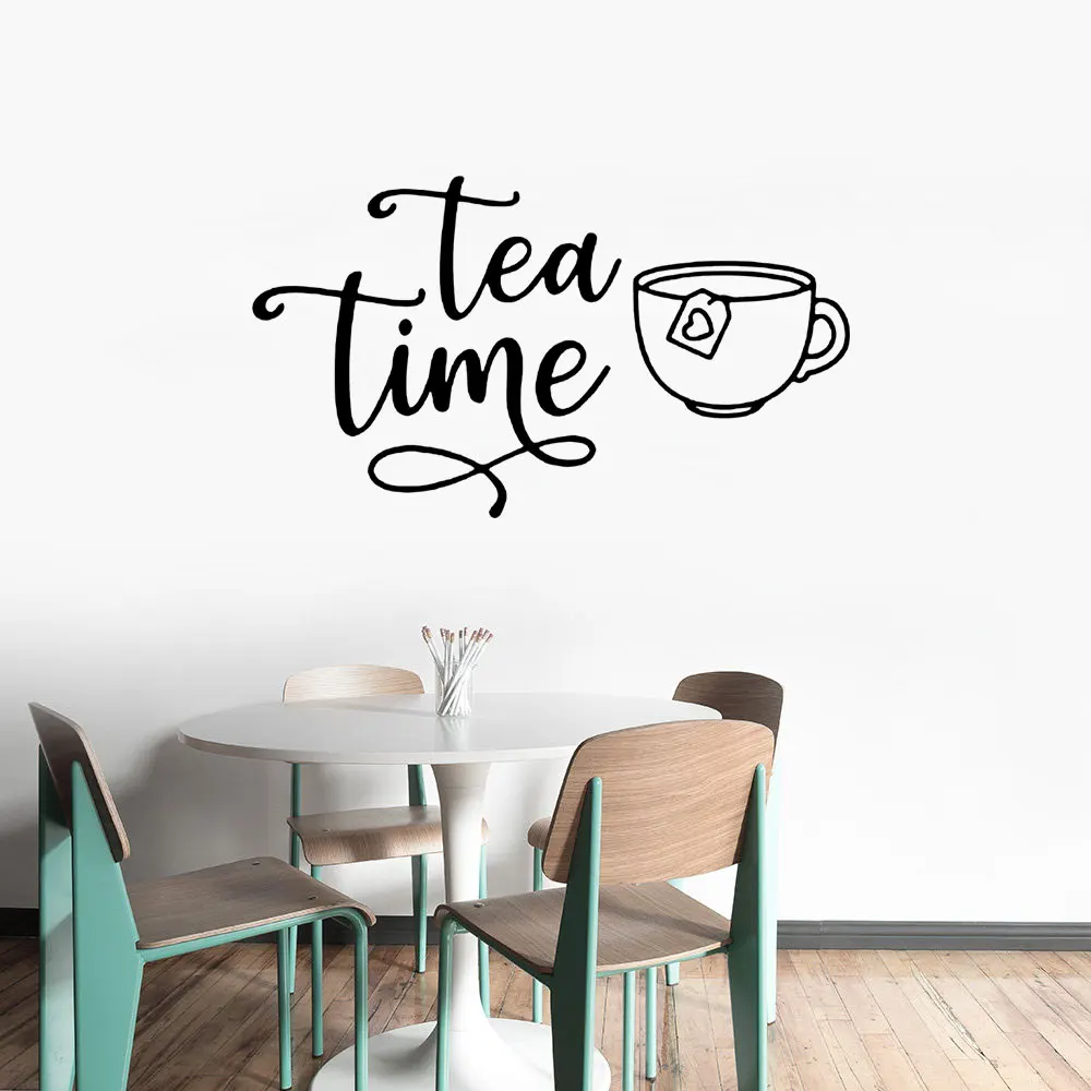

Always Tea Time Quote Vinyl Wall Decals Home Decor Kitchen Coffee Shop Art Mural Stickers Removable Wallpoof CX1765