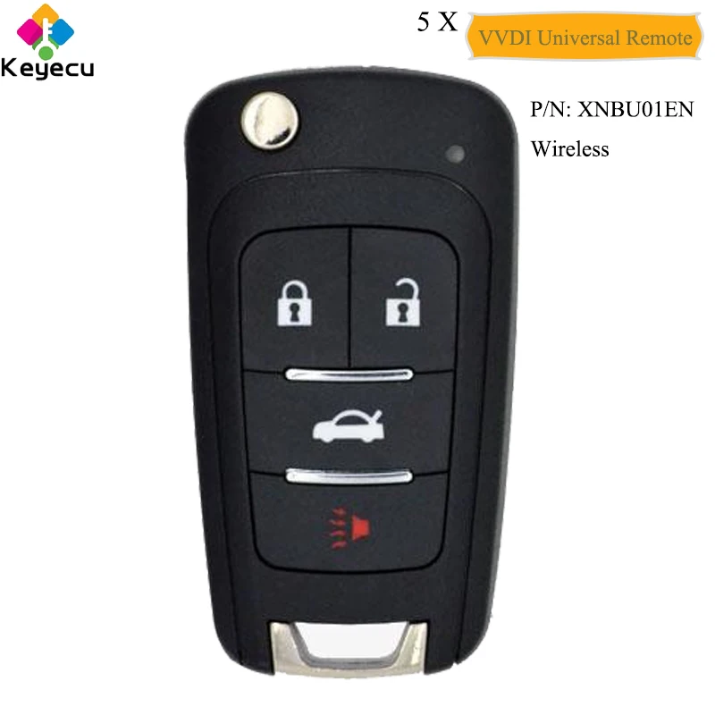 KEYECU 5 шт. Xhorse VVDI для G* M Тип Флип Тип беспроводной универсальный дистанционный ключ с 4 кнопками-FOB для VVDI ключа инструмента, PN XNBU01EN