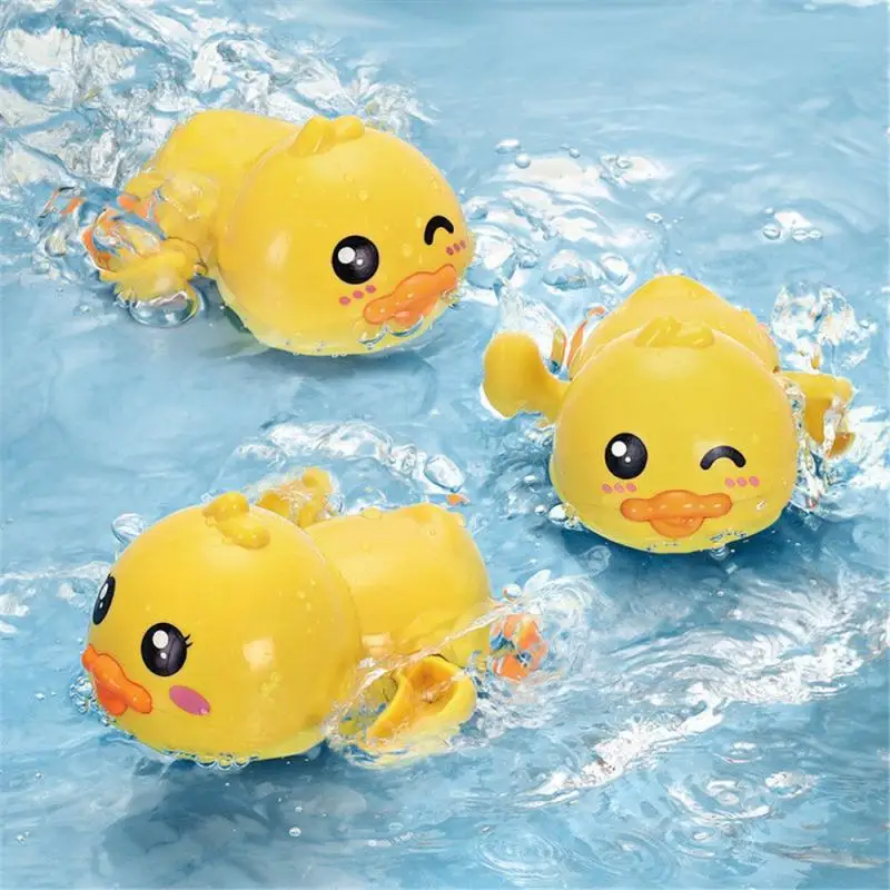 

New Bathroom Bath Shower Toys Baby Clockwork Swimming Children Play Water Cute Little Yellow Duck Bathing Bathtub Toys for Gift