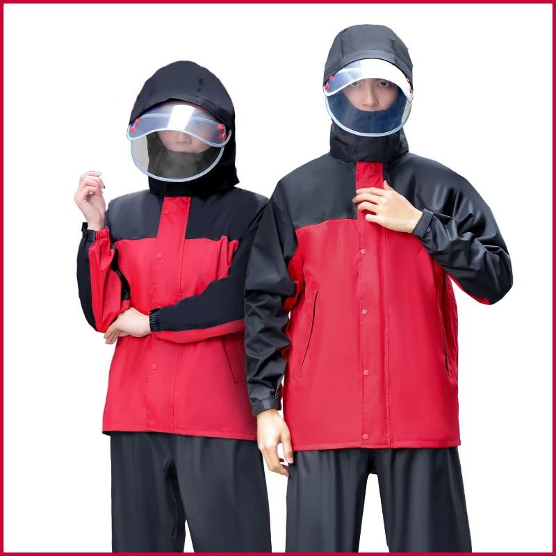 

Thick Waterproof Rain Coat Adult Motorcycle Rain Suit Rain Pants Windbreaker Rain Suit Men Impermeable Mujer Rain Gear AC50YY