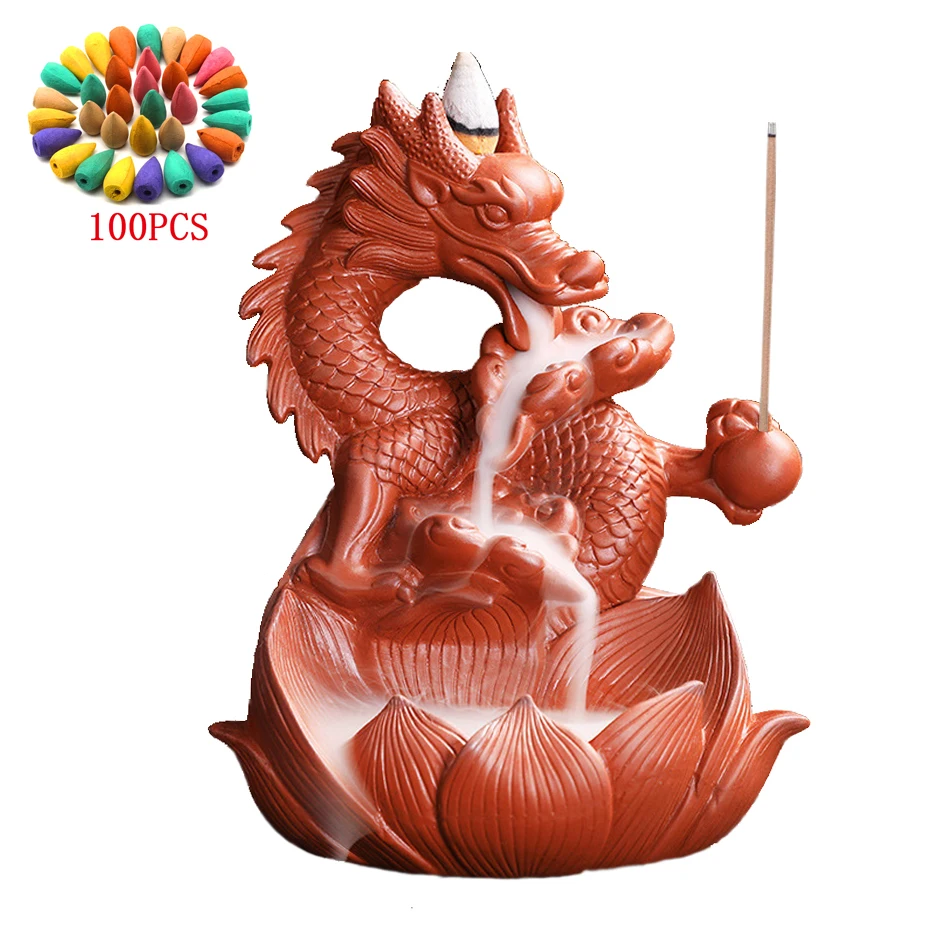 

Creative Backflow Smoke Waterfall Incense Burner Ceramic Home Decor Western Pterosaur Backflow Incense Burner Home Decor