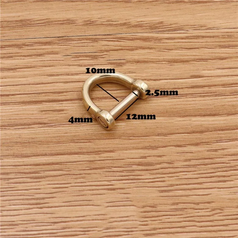 12mm Meetee 5 шт./10 шт. твердая латунь D Скоба Застежка Металлические пряжки брелок кольцо крюк сумка ремень Застежки DIY Кожа ремесло аксессуары - Цвет: 12mm