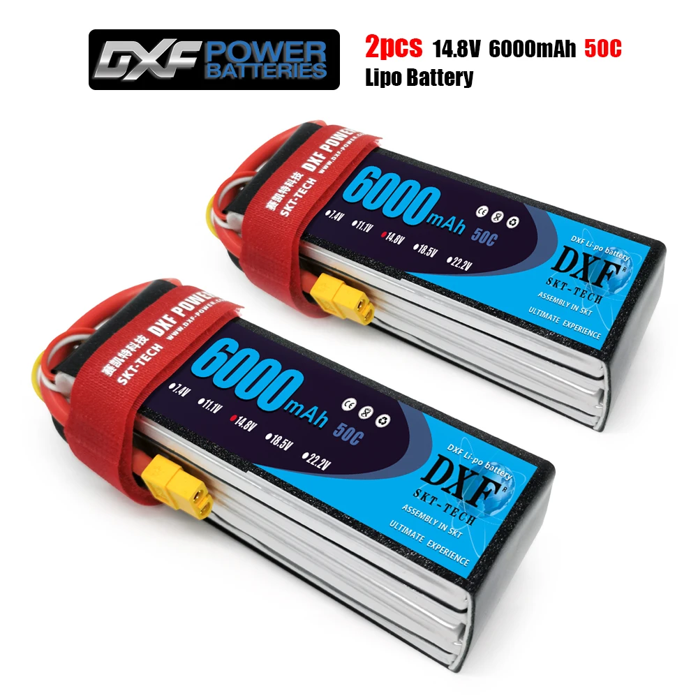 

DXF 4S 14.8V 6000mah 50C-100C Lipo Battery 4S XT60 T Deans XT90 EC5 50C For Racing FPV Drone Airplanes Off-Road Car Boats