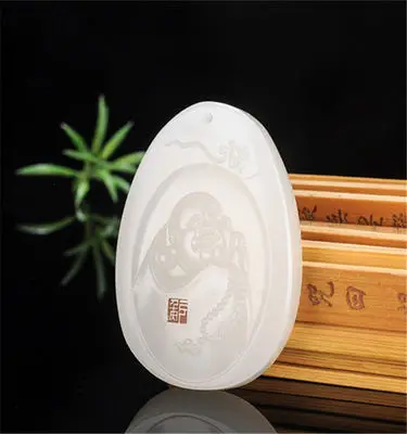 

Zheru Jewelry Natural Hetian Jade White Laughing Buddha Pendant Necklace Exquisite Jewelry Best Gift