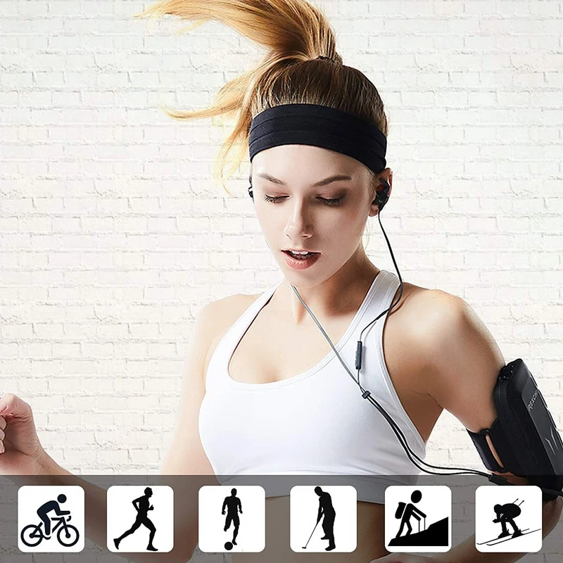 

5Pcs Yoga Running Sports Travel Sports Headband Women and Men Non-Slip Fitness Headband Anti-Sweat Band