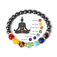 natural hematite 7 chakra bracelets men reiki energy stone weight loss yoga bracelet slimming woman health care therapy jewelry