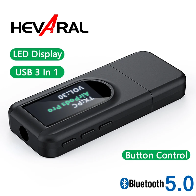 USB 5 0 беспроводной Bluetooth адаптер 3 в 1 передатчик приемник светодиодный дисплей