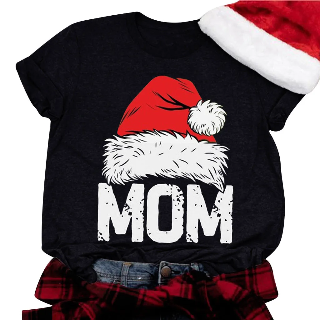 2020 размера плюс рождественские Топы женские футболки с коротким рукавом осенние