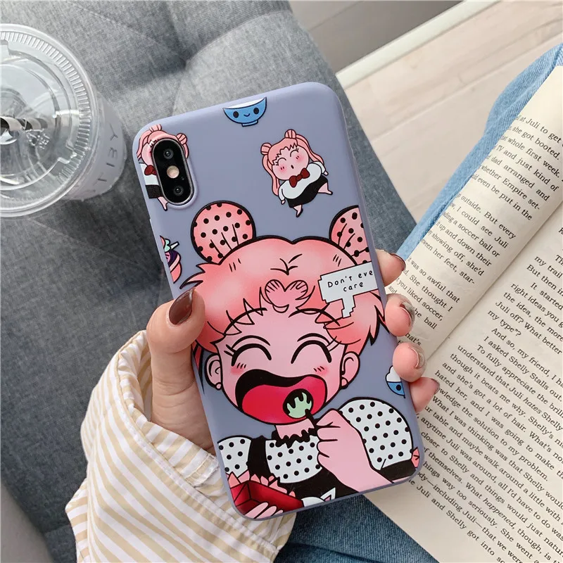 Japan Cute Cartoon Sailor Moon Cover Case For coque iPhone X XS Max XR 7 7Plus 8 6s 6 Plus funny phone cases Silicon soft covers |
