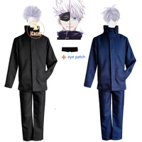 2021 new anime jujutsu kaisen gojo satoru cosplay costume light purple wig boys men school uniform suit party carnical outfit