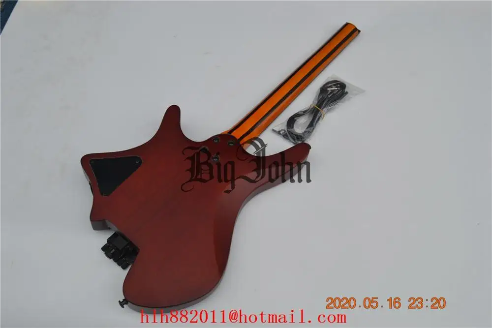 Новая электрическая гитара без головы матовый корпус из красного дерева с