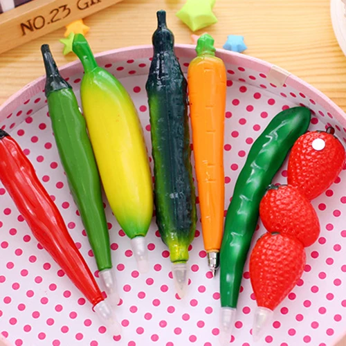 Creative Fruit Watermelon Strawberry Eggplant Shaped Ball Point Pen Xmas Gift |