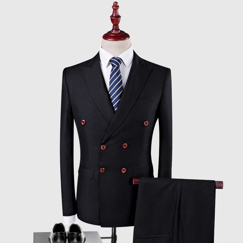 Брендовые костюмы для мужчин двубортный деловой официальный костюм 3 предмета
