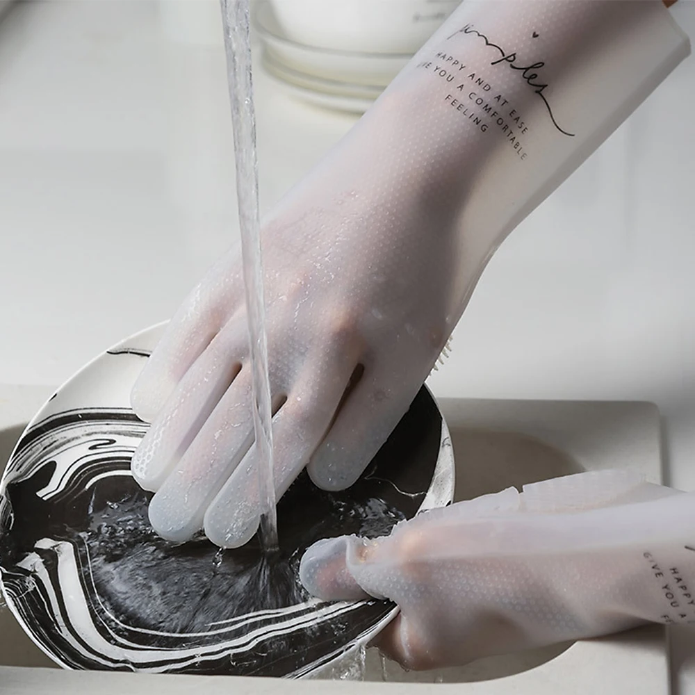 

A Pair Kitchen Silicone Cleaning Gloves Elk Dish Washing Gloves For Household Scrubber Rubber Dishwashing Gloves H