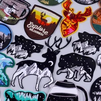 deer patch adventure travel embroidered patches for clothing animals iron on patches on clothes mountain stickers outdoor badges