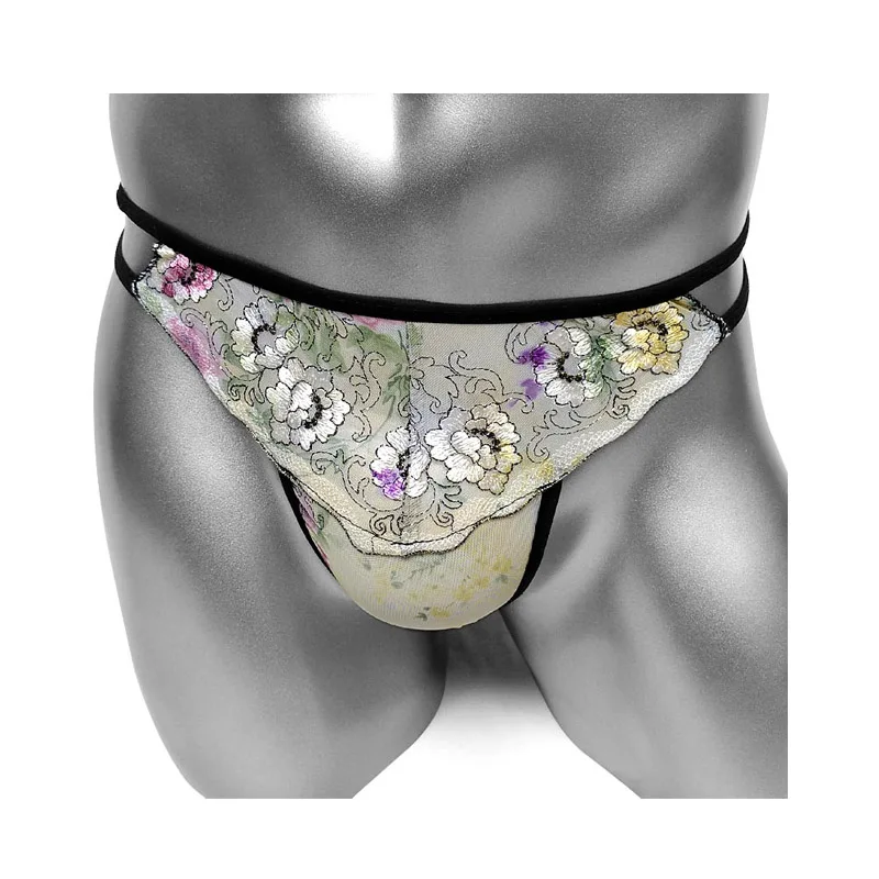 Женские сетчатые Трусики бикини с цветочной вышивкой сексуальное женское белье