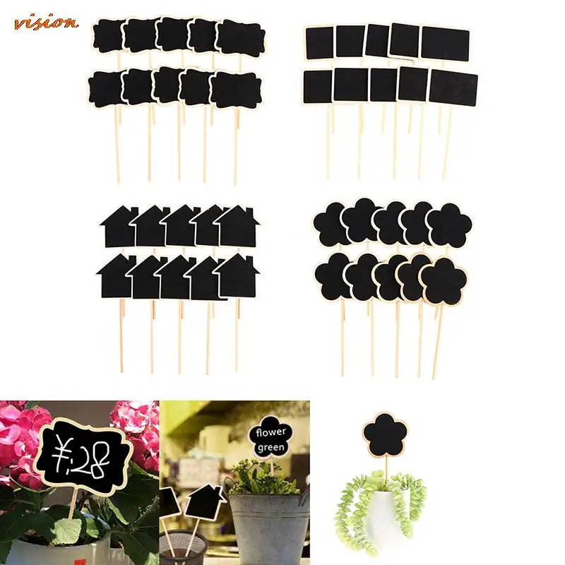 

10Pcs Mini Wooden Chalkboard Plant Markers Creative Blackboard Signs Garden Flowers And Plants Tags Garden Decoration Tools