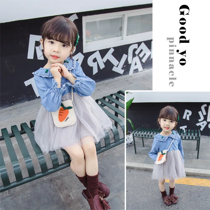 

Send Bag Spring Summer Girls Dress Kids Teenagers Children Clothes Outwear Special Occasion Long Sleeve High Quality
