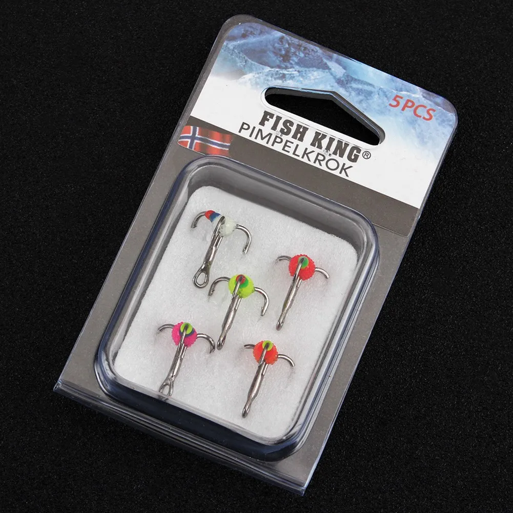 

5pcs High Carbon Steel Winter Ice Fishing Hooks Overturned Barbed Trebles Hooks Carp Fishing Tackle Accessories Iscas Pesca