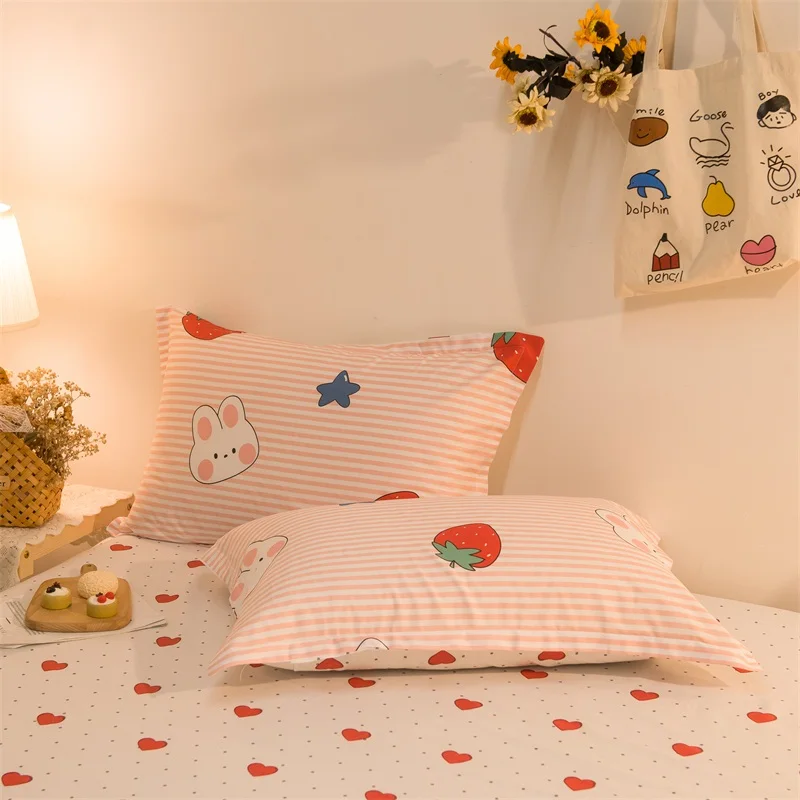 Розовый Прекрасный Мультфильм клубника постельное белье детей 3 шт пододеяльник