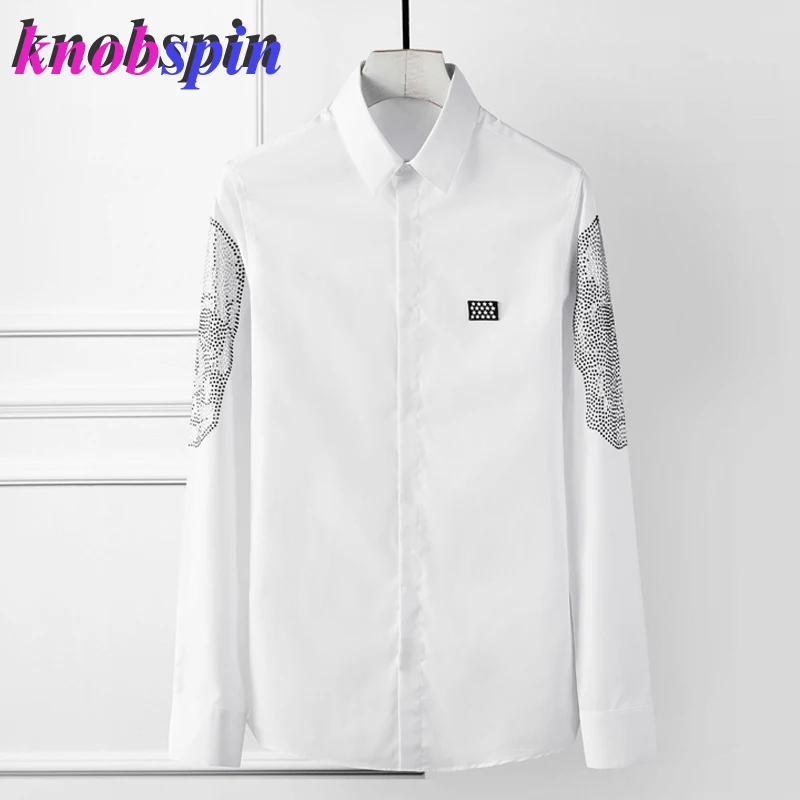 Мужская однотонная приталенная рубашка деловая брендовая Классическая с