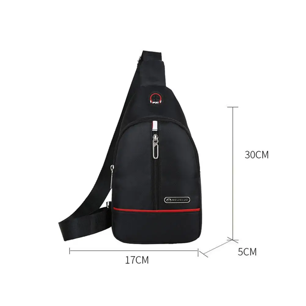 

New Fashion Shoulder Satchel Handbags Men Waterproof Oxford Woven Crossbody Pure Color Chest Bags with Headphone Hole