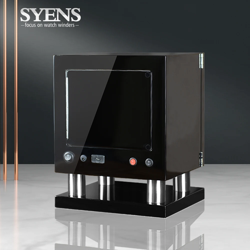 4 Watch Winders Wooden Black leather uhrenbeweg Silent Motor Rotator box Storage display Watches shaker case Luxury | Наручные часы