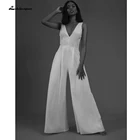 Простой комбинезон, свадебное платье, пляжное платье невесты, в пол, атласная Экипировка, для приема, брючный костюм, 2022