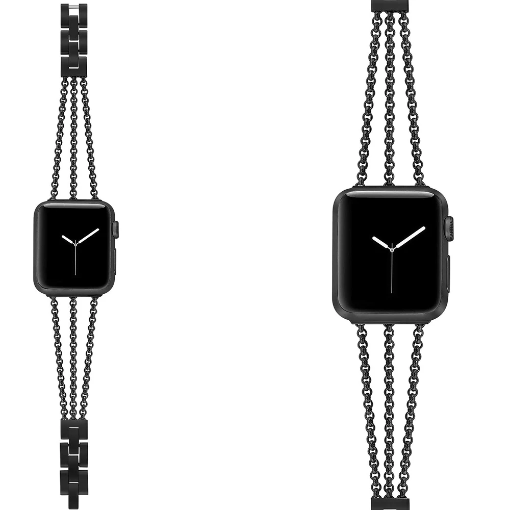 Браслет женский с металлической цепочкой для apple watch SE 6 5 4 band 44 мм 42 простой