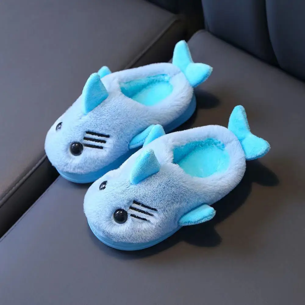

New Cartoon Non-slip Sole Winter Cotton Bedroom Mop Girls Children's Cute Plush Slippers Boys Home Furry Flexible Indoor Shoes
