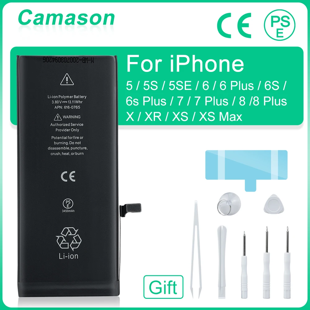 Camason Lithium Battery For iPhone 6s 5 SE 6 5s 7 8 Plus X XR XS Max High Capacity Replacement Batteries for iphone6